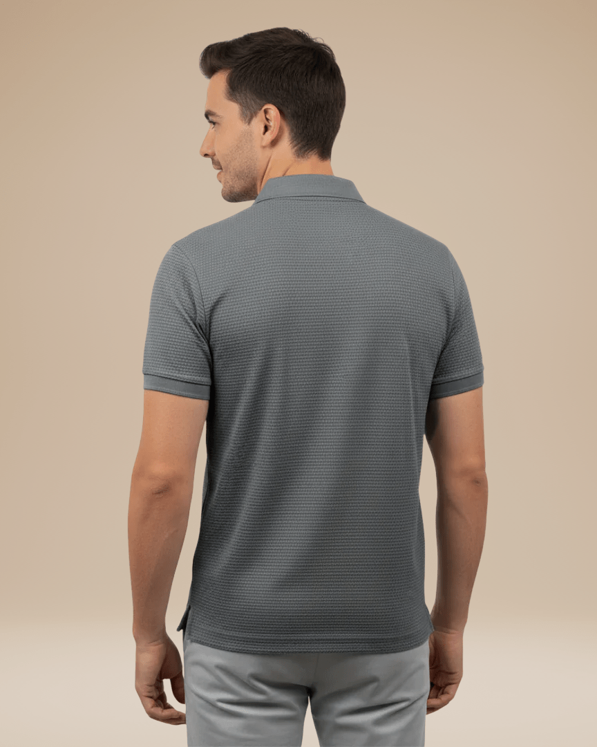 Aurazio Polo Uomo Elegante Stile Italiano Classico In Nido Ape Tessuto Traspirante Comfort