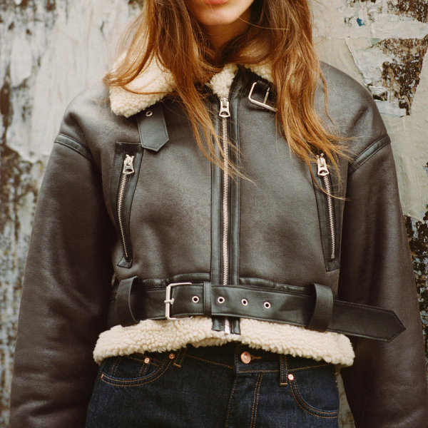 Giacca Aviator Donna in Pelle Vegana Shearling Sintetico Robusta