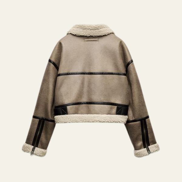 Giacca Aviator Donna in Pelle Vegana Shearling Sintetico Robusta