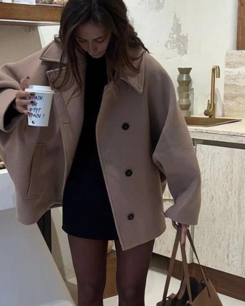 Aurazio Cappotto di lana in stile car coat da donna