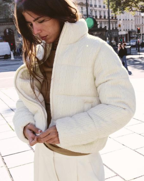 Giacca Donna Imbottita in Maglia a Trecce Misto Lana