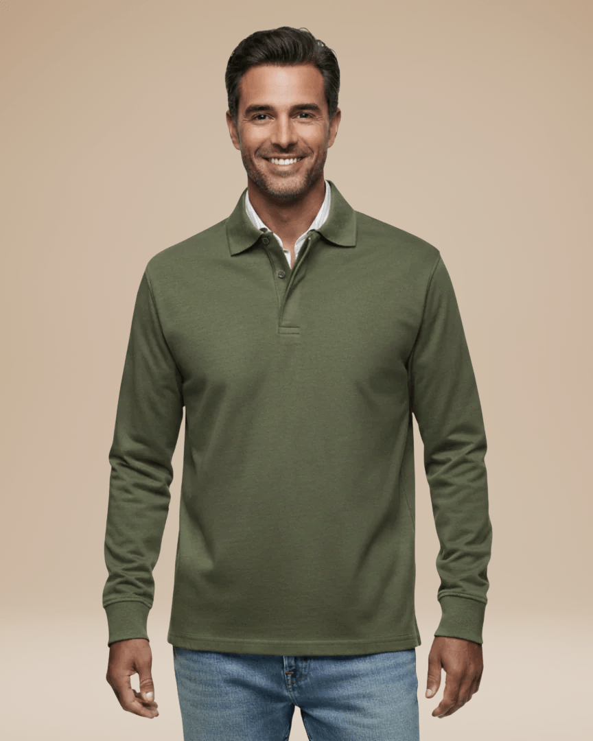 Aurazio Polo Cotone Premium Uomo Maniche Lunghe Comfort Tutto Il Giorno Stile Senza Sforzo Lavoro