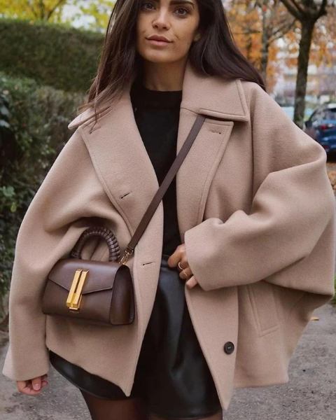 Aurazio Cappotto di lana in stile car coat da donna