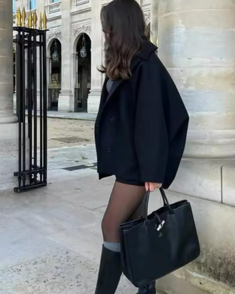 Aurazio Cappotto di lana in stile car coat da donna