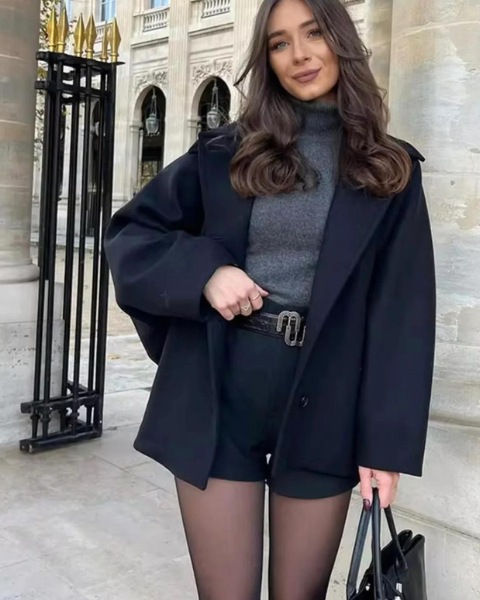 Aurazio Cappotto di lana in stile car coat da donna