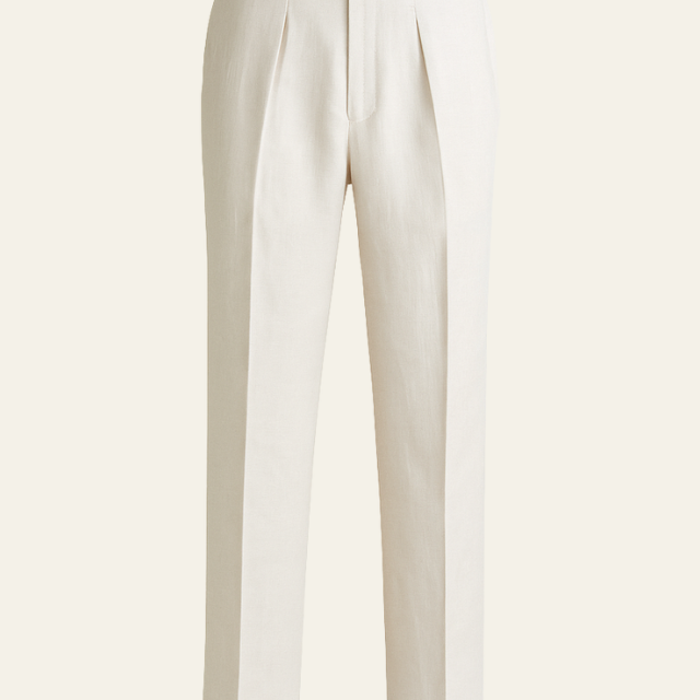 Aurazio Pantaloni di lino a pieghe da uomo