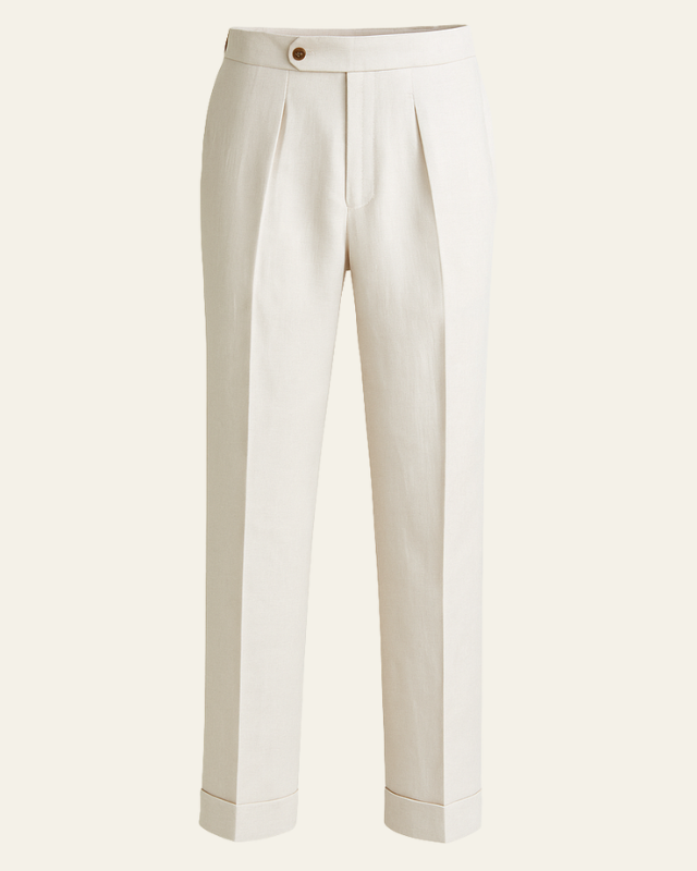 Aurazio Pantaloni di lino a pieghe da uomo