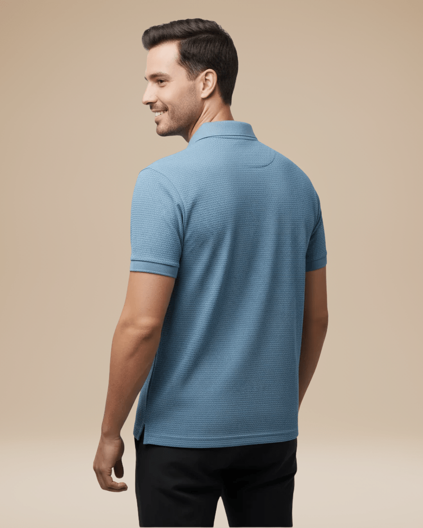 Aurazio Polo Uomo Elegante Stile Italiano Classico In Nido Ape Tessuto Traspirante Comfort