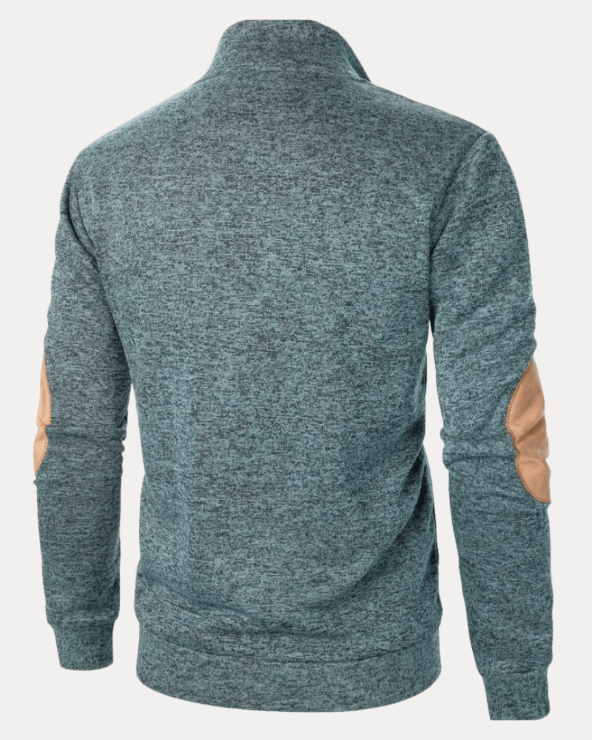 Aurazio Maglione Uomo Con Toppe Gomiti Caldo Morbido Collo Mock Versatile Stile Moderno