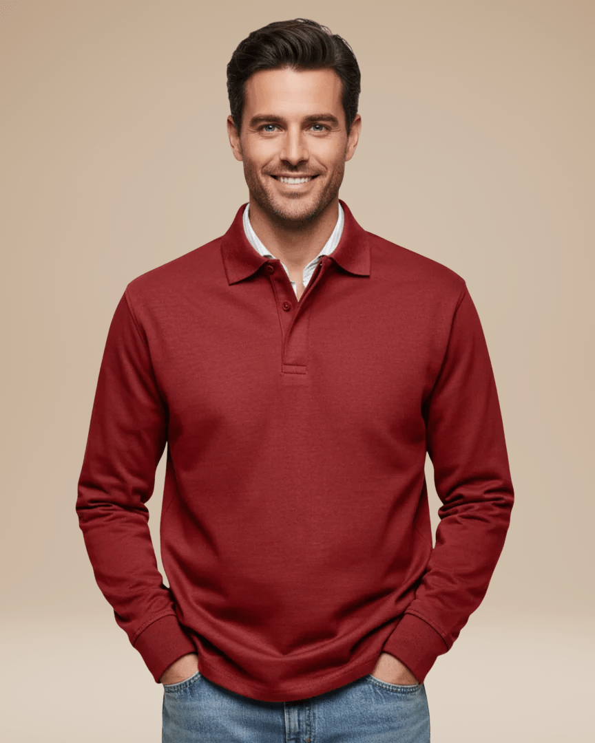 Aurazio Polo Cotone Premium Uomo Maniche Lunghe Comfort Tutto Il Giorno Stile Senza Sforzo Lavoro
