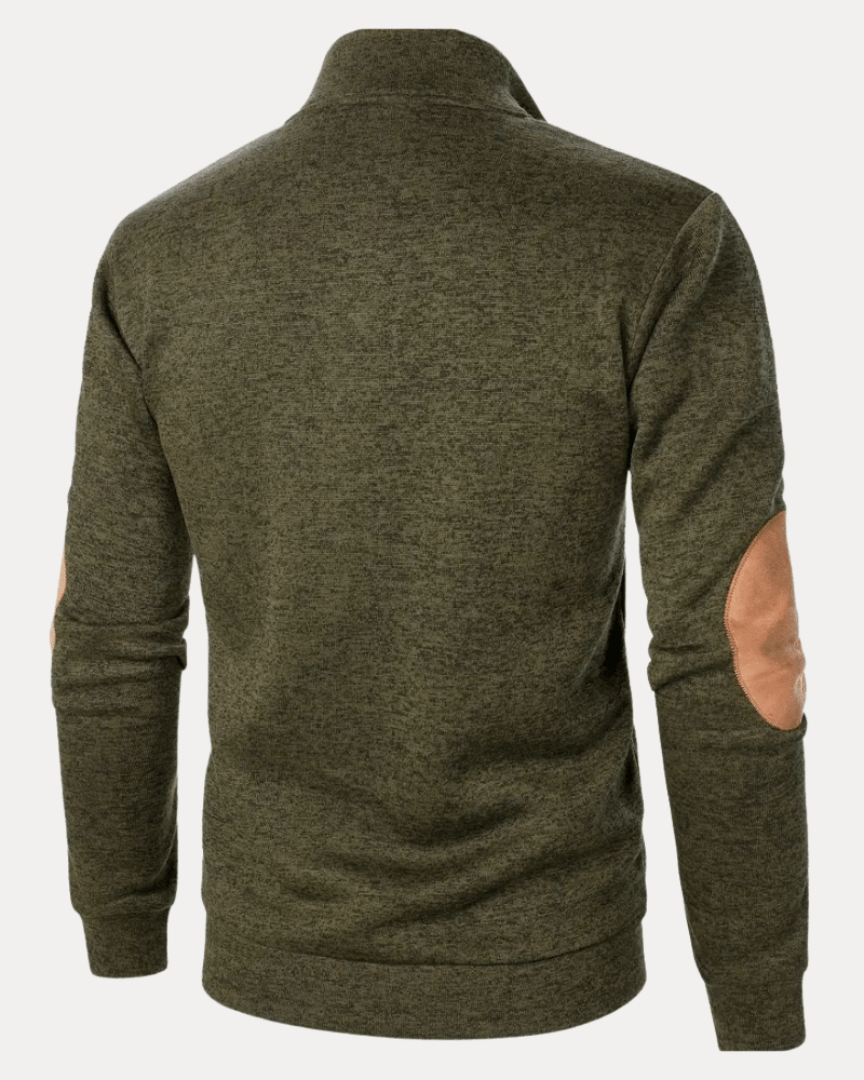 Aurazio Maglione Uomo Con Toppe Gomiti Caldo Morbido Collo Mock Versatile Stile Moderno