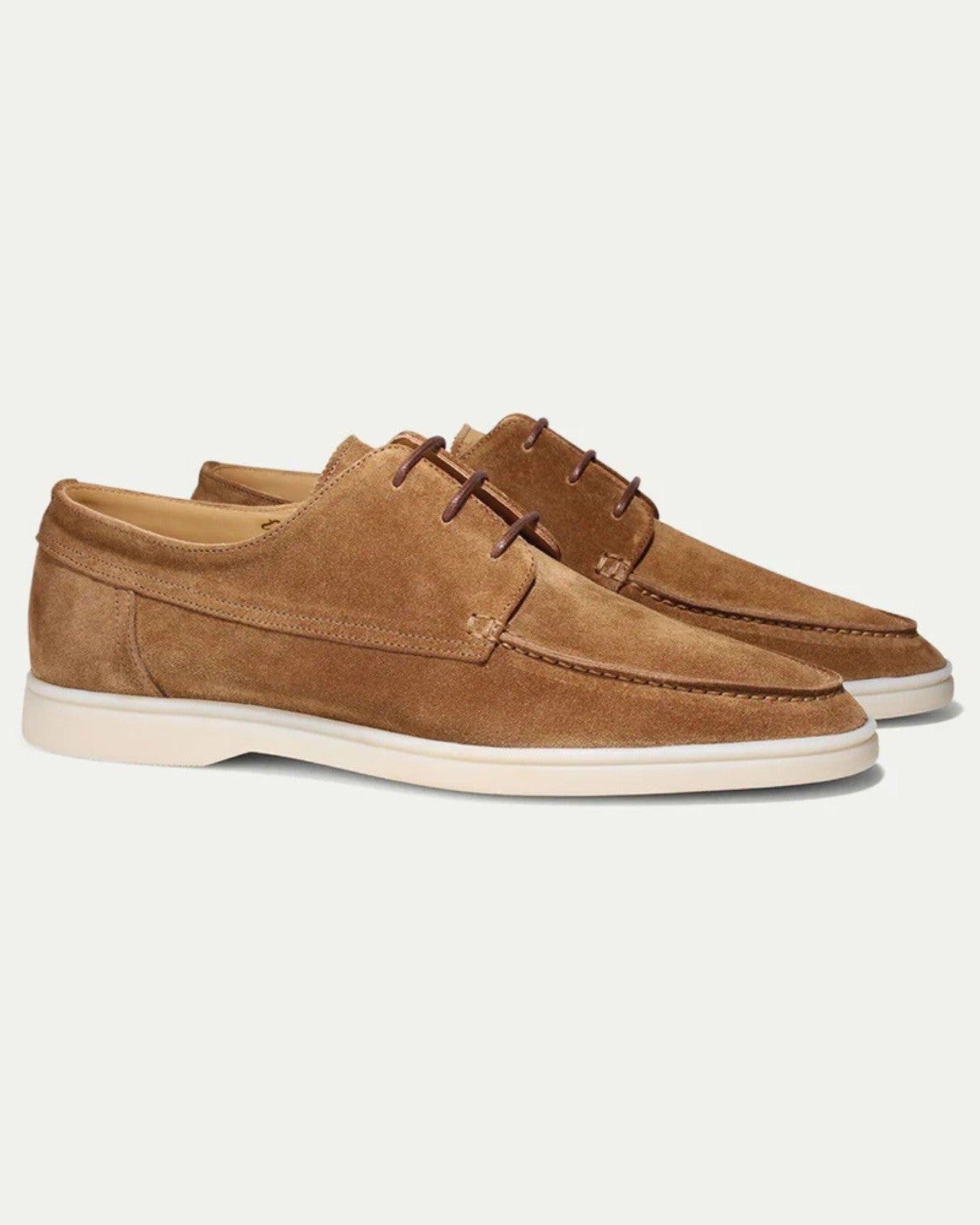 Aurazio Mocassino da barca in camoscio beige da uomo