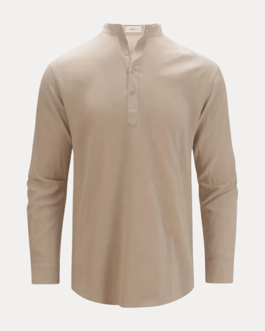 Aurazio Camicia Henley Uomo In Misto Lino Traspirante