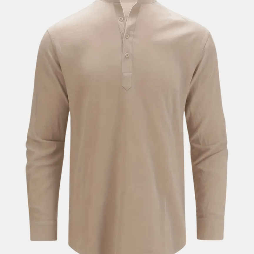 Aurazio Camicia Henley Uomo In Misto Lino Traspirante