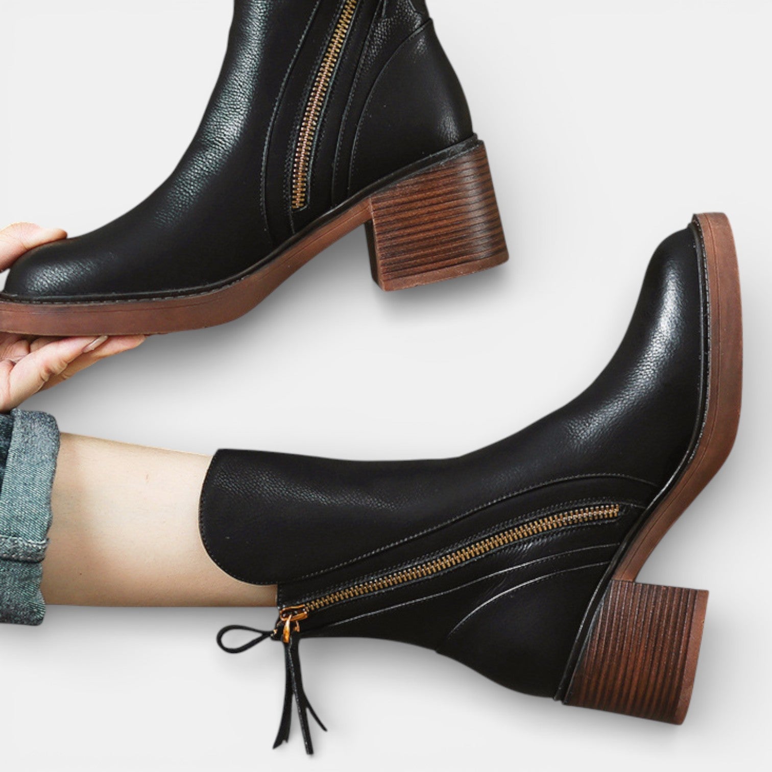 Aurazio Stivali Pelle Premium Costruzione Sartoriale per Donna