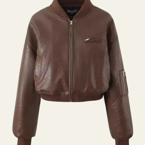 Aurazio Bomber corto in pelle vegana da donna
