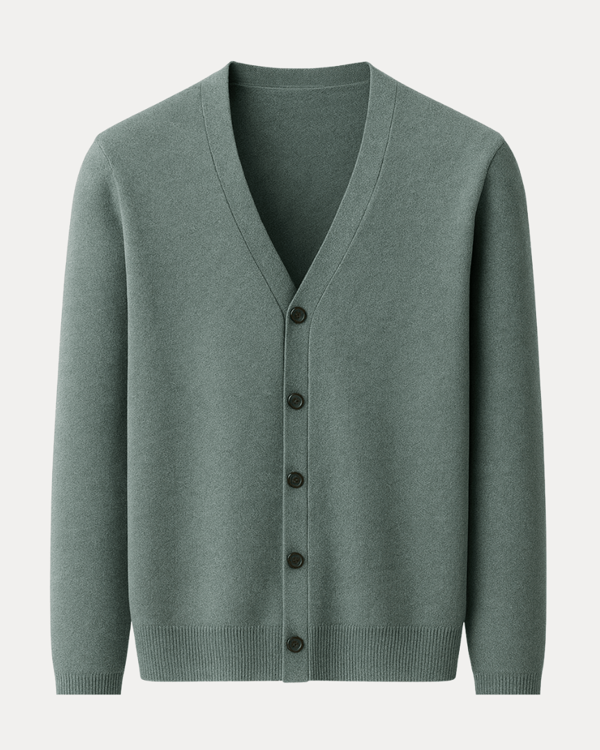 Aurazio Cardigan Uomo Misto Cashmere Elegante Scollo A V Bottoni Comfort Tutto Il Giorno