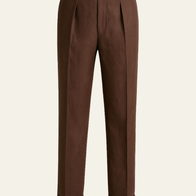 Aurazio Pantaloni in lino con pieghe da uomo