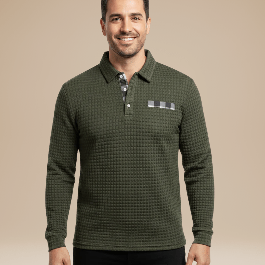 Aurazio Polo Uomo Maniche Lunghe In Maglia A Nido D Ape Calda Ed Elegante Traspirante E Comfort