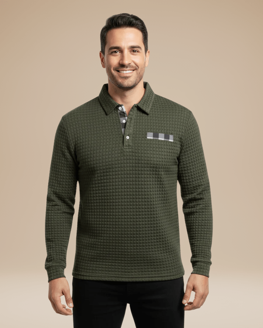 Aurazio Polo Uomo Maniche Lunghe In Maglia A Nido D Ape Calda Ed Elegante Traspirante E Comfort