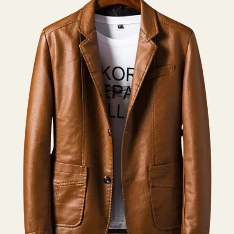 Aurazio Blazer In Pelle Vegana Moderno Per Uomo