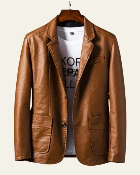 Aurazio Blazer In Pelle Vegana Moderno Per Uomo