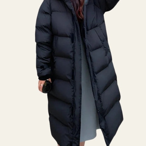 Piumino Donna Lungo Leggero con Cappuccio Linea Asciutta