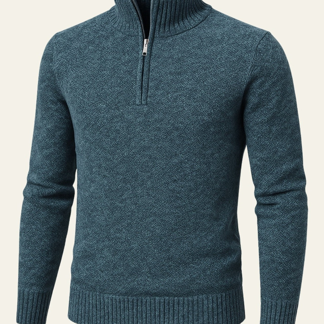 Aurazio Maglione Testurizzato Con Zip A Metà Da Uomo