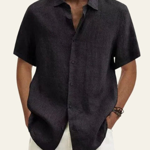 Camicia Uomo Maniche Corte Leggera in Lino Ecologico Estiva