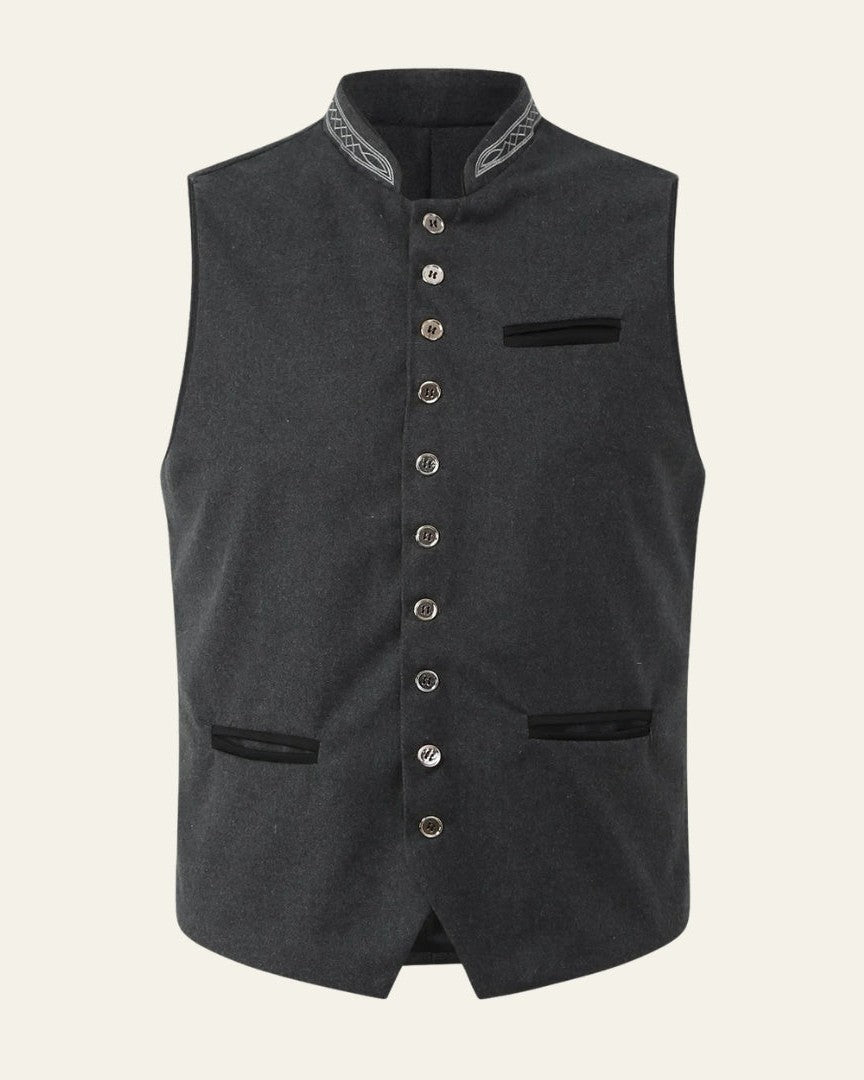 Aurazio Gilet Bottonato in Tessuto Heritage da Uomo