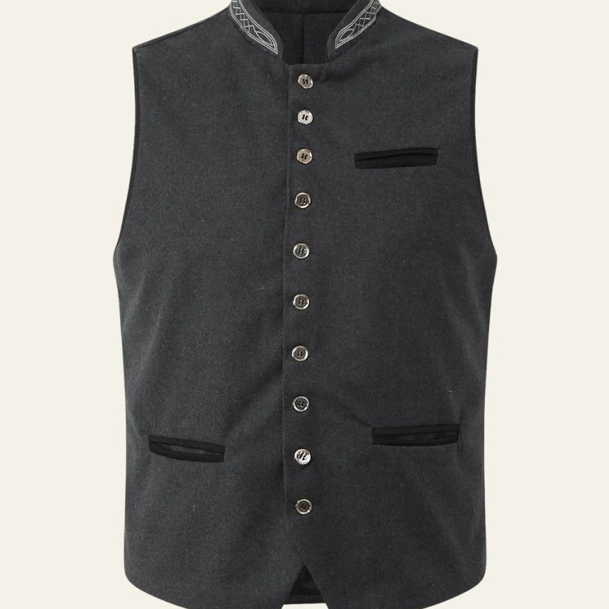 Aurazio Gilet Bottonato in Tessuto Heritage da Uomo