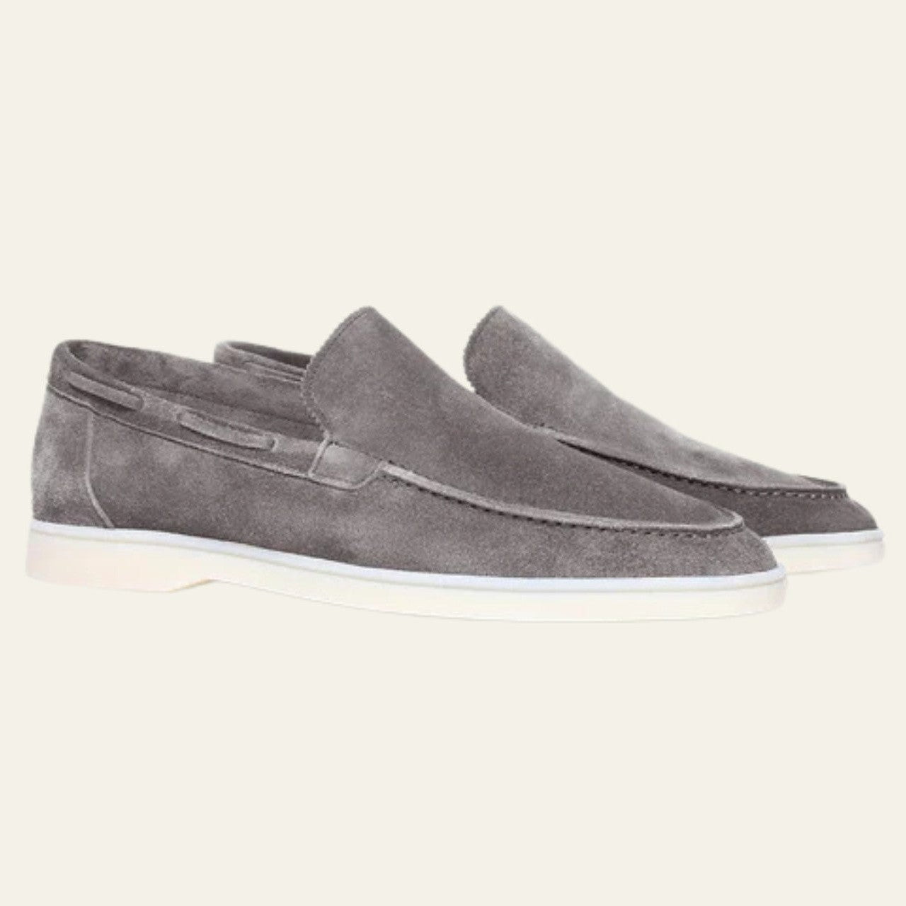 Mocassino Barca Uomo in Suede Vegano Grigio Chiaro Mediterraneo
