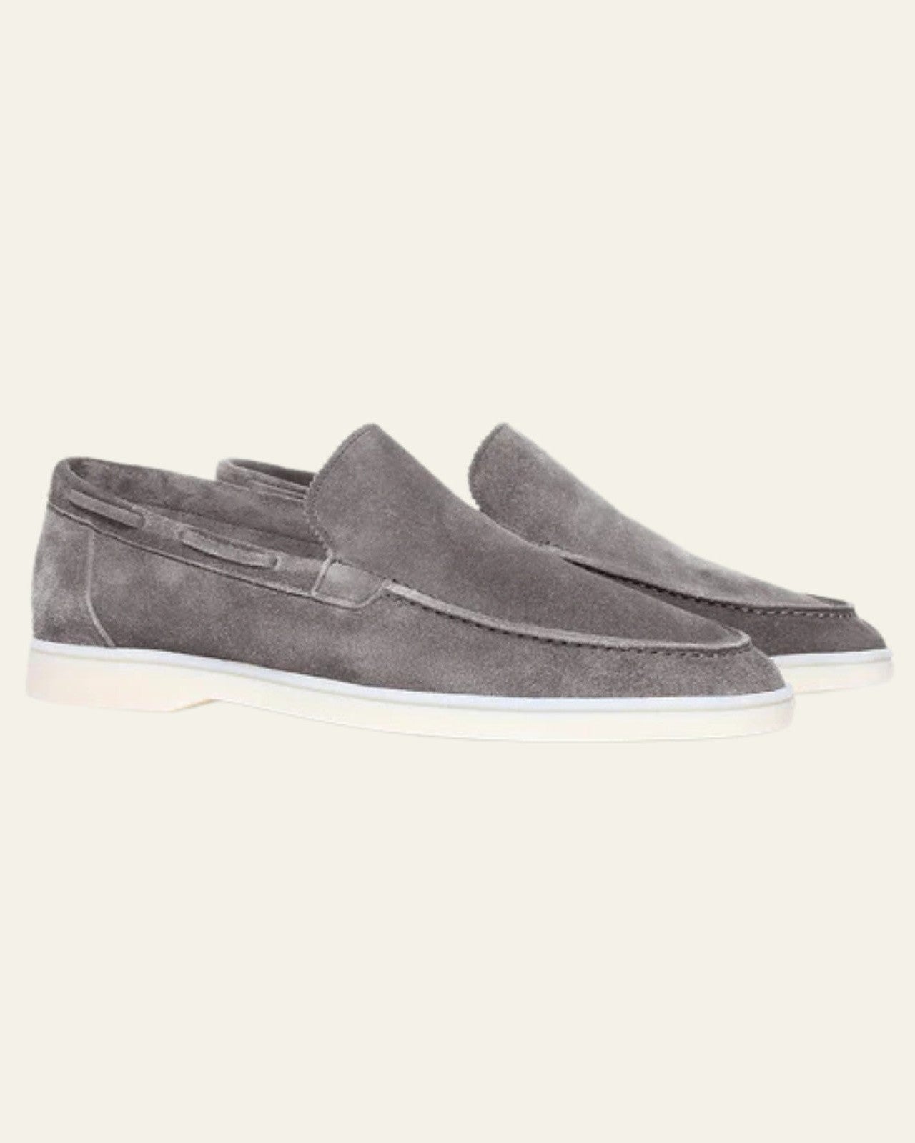 Aurazio Mocassino da barca in suede vegano grigio chiaro da uomo