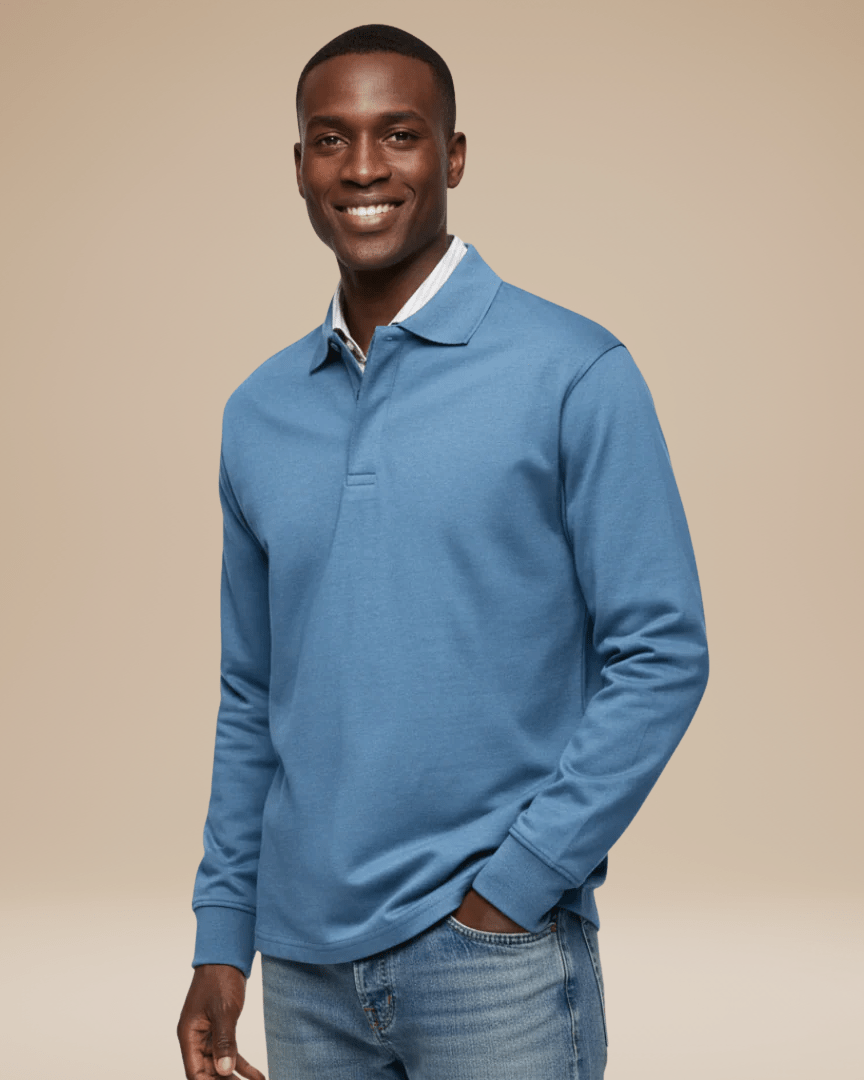 Aurazio Polo Cotone Premium Uomo Maniche Lunghe Comfort Tutto Il Giorno Stile Senza Sforzo Lavoro