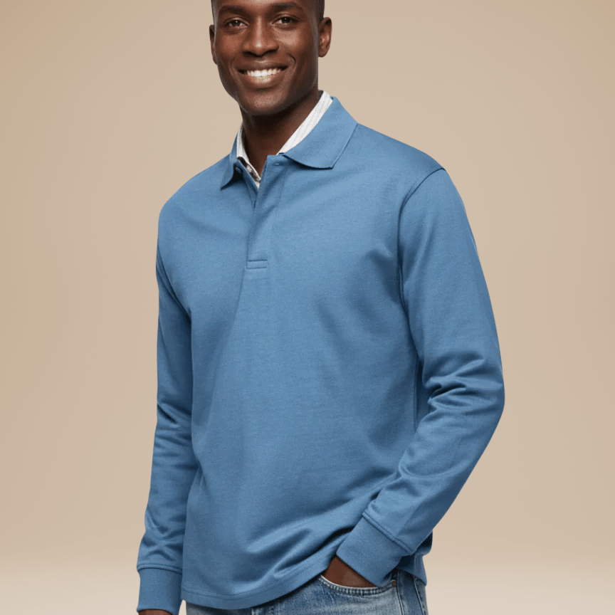 Aurazio Polo Cotone Premium Uomo Maniche Lunghe Comfort Tutto Il Giorno Stile Senza Sforzo Lavoro