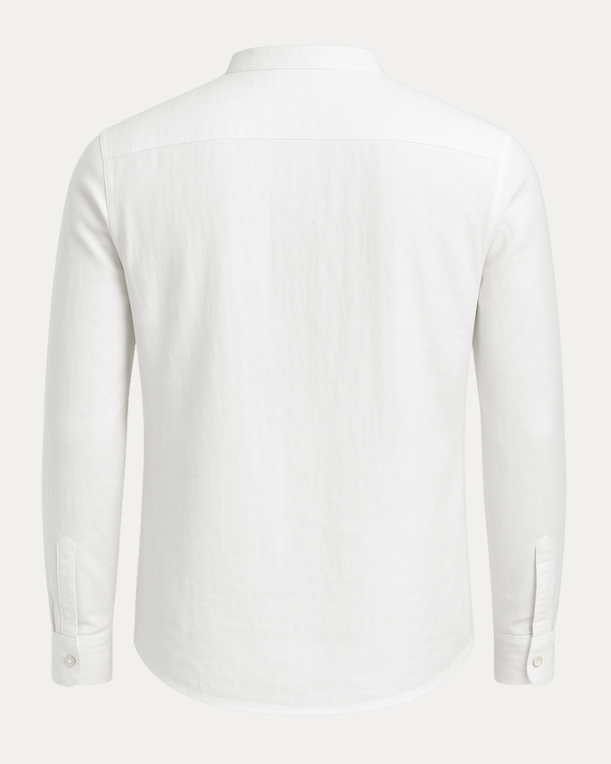 Aurazio Camicia Uomo Collo Coreana In Misto Lino Cotone Traspirante, Vestibilità Regolare Comfort Tutto Il Giorno