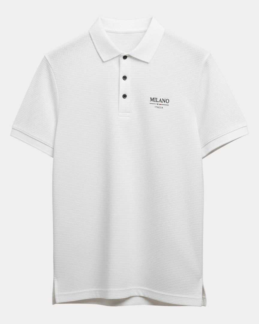 Aurazio Polo Uomo Elegante Stile Italiano Classico In Nido Ape Tessuto Traspirante Comfort