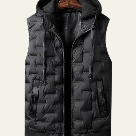 Aurazio Gilet Trapuntato Con Cappuccio Per Uomo