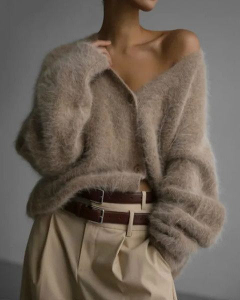 Cardigan Donna in Cashmere Lavorato a Maglia Morbido Caldo
