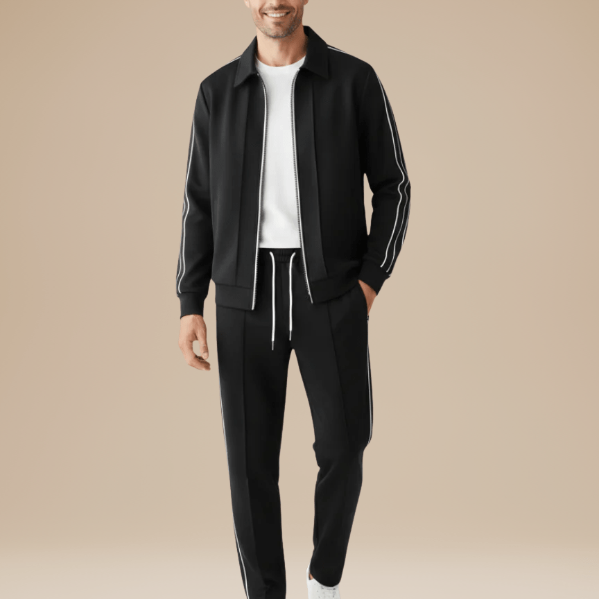 Aurazio Set Sportivo Uomo Moderno Confortevole Giacca Zip Frontale Colletto Classico