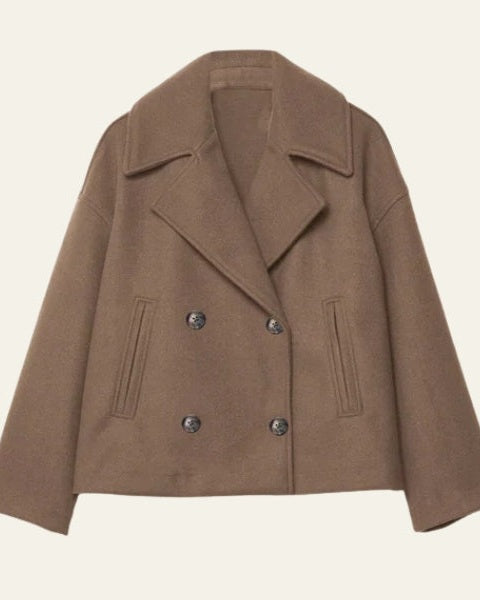 Cappotto Donna Doppiopetto in Lana Corto Eleganza Minimalista