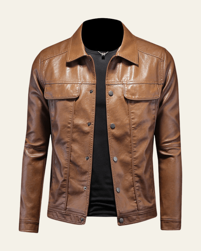 Aurazio Giacca biker in pelle vegana da uomo