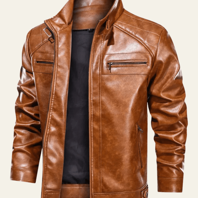 Aurazio Giacca da moto in ecopelle premium da uomo