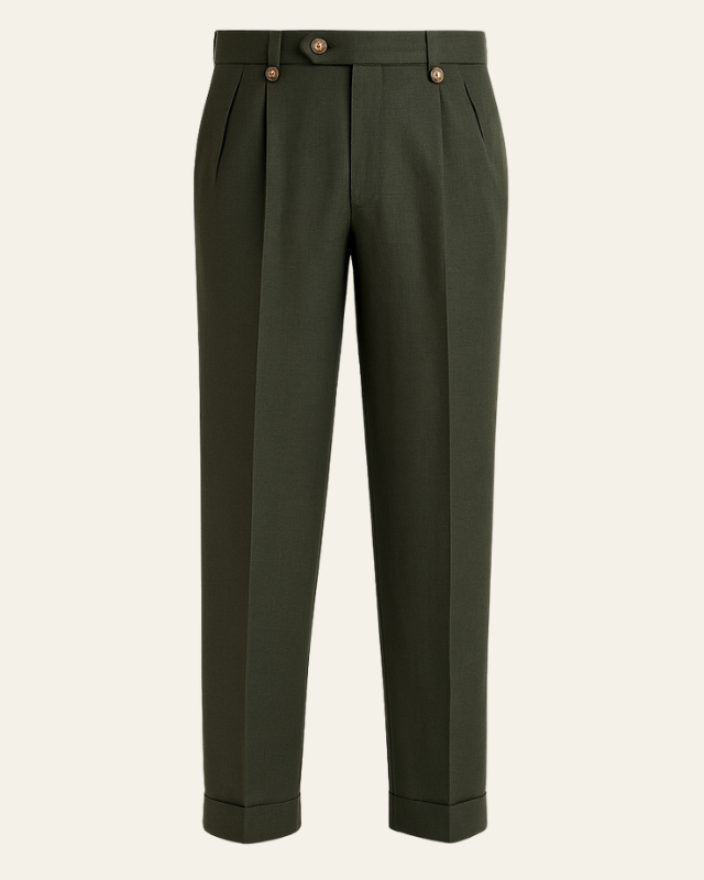 Aurazio Pantaloni a pieghe in lino da uomo