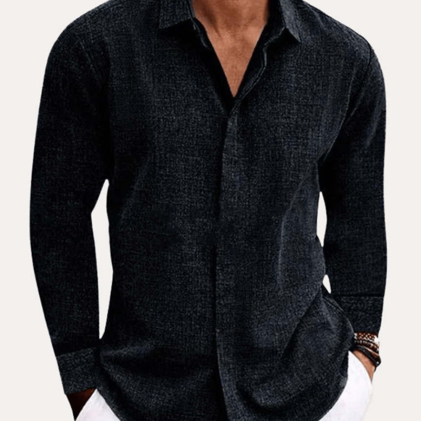 Aurazio Camicia Uomo Effetto Lino Traspirante Misto Lino Cotone Confortevole Leggera Vestibilità Regolare