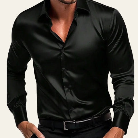 Aurazio Camicia Satinata a Maniche Lunghe da Uomo