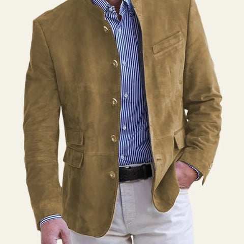 Aurazio Giacca in Similpelle Vegana con Collo Alto da Uomo