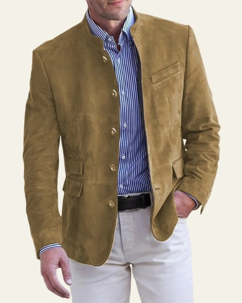 Aurazio Giacca in Similpelle Vegana con Collo Alto da Uomo