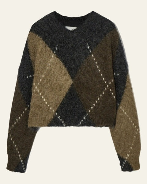 Aurazio Maglione di lana a motivo argyle da donna