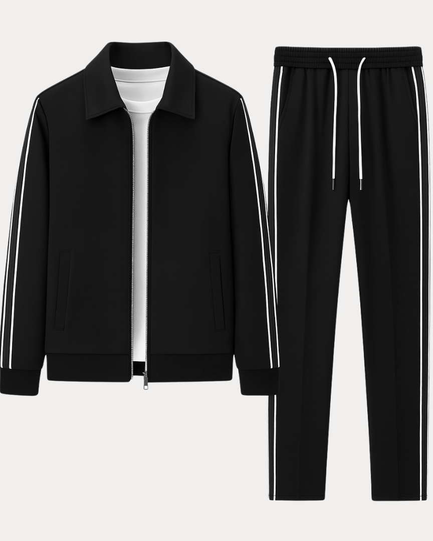 Aurazio Set Sportivo Uomo Moderno Confortevole Giacca Zip Frontale Colletto Classico